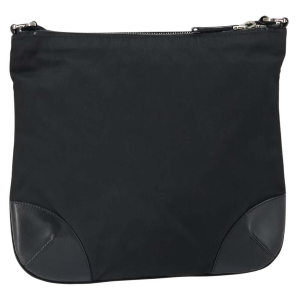 Prada Nylon Leather Shoulder Bag Black